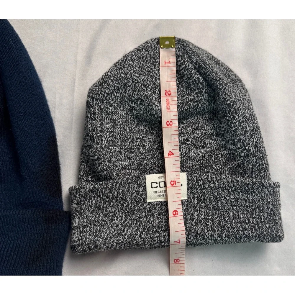 Coal Headwear Beanie Bundle The Uniform Low Grey Marl and Navy Blue Knit Hats